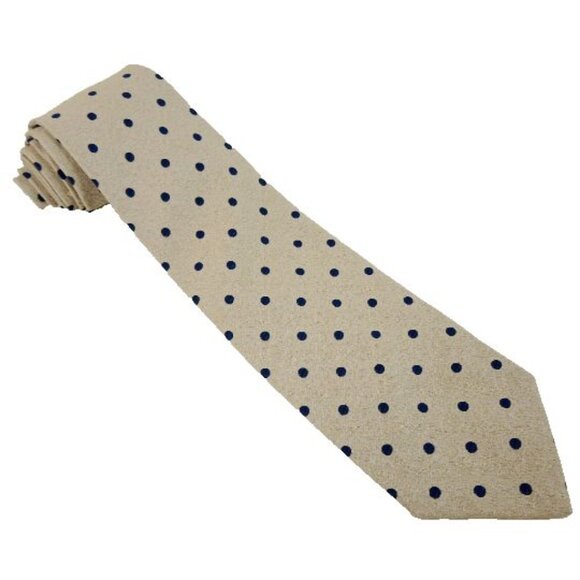 Brighton Clothes Shop Chicago Vintage Tie Beige Blue Polka Dot Necktie 1970s 80s - Picture 2 of 4